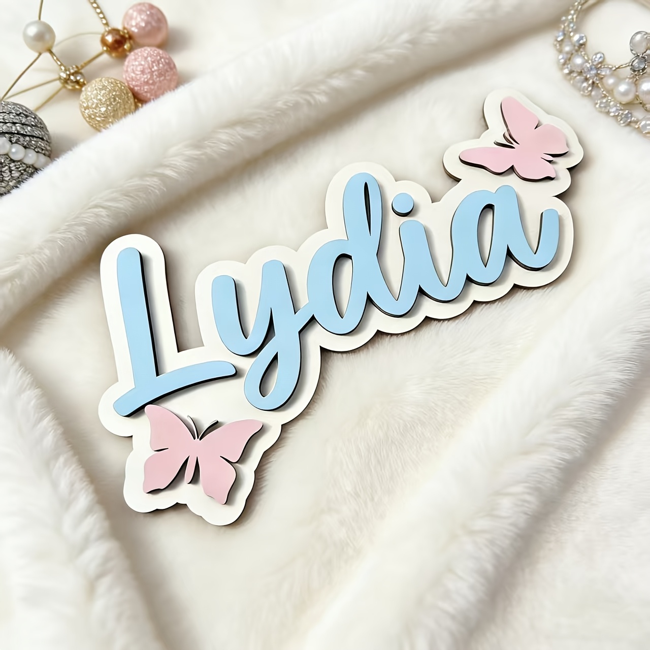 Baby Products Decoration - Персонализированная табличка с именем и сине-розовыми
